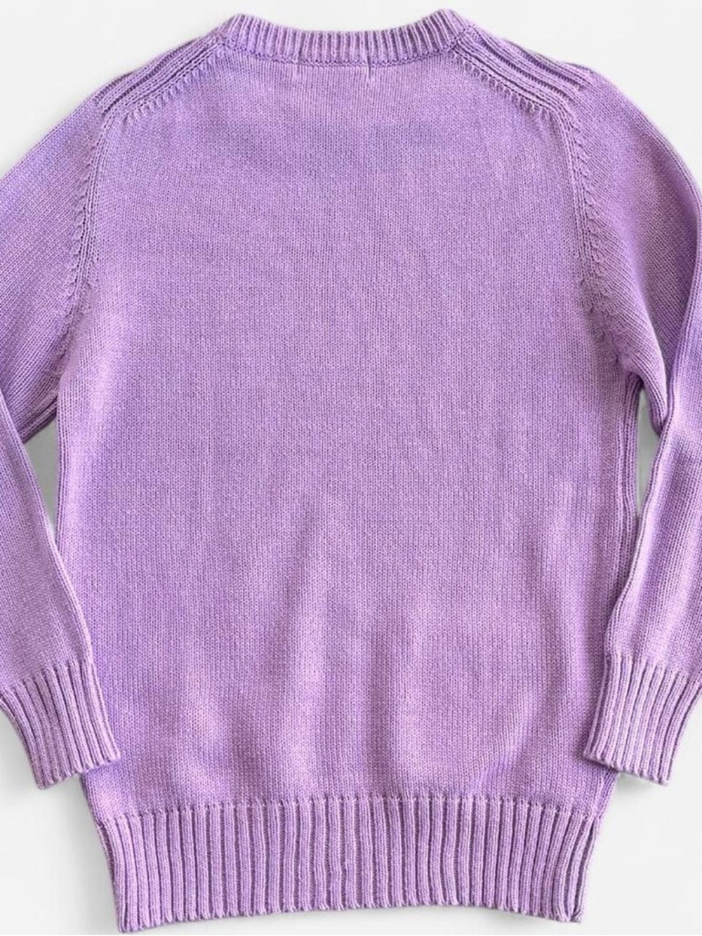 Vintage BJ Barnett Pastel Purple Lavender Knit Crewneck Sweater with Pocket - Picture 6 of 7